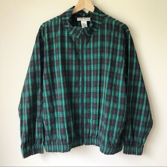 Vintage Orvis Plaid Zip Jacket Matching Pants Suit - Picture 2 of 14